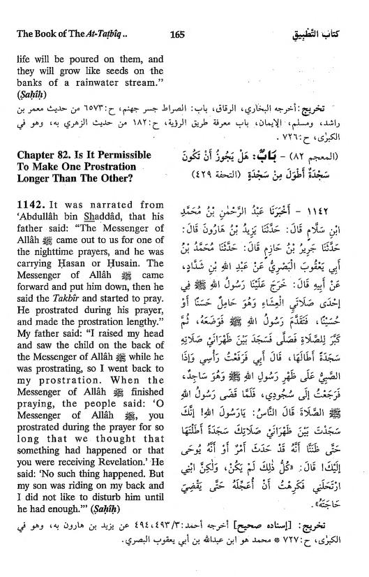 Husain RA Riding On The Prophets Back In Prayer -​ sunan-an-nasai-volume-2_0163 - Hadith no 1140-1141-1142