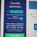 Online Quran Classes Fee received from Canada via Remitly.com